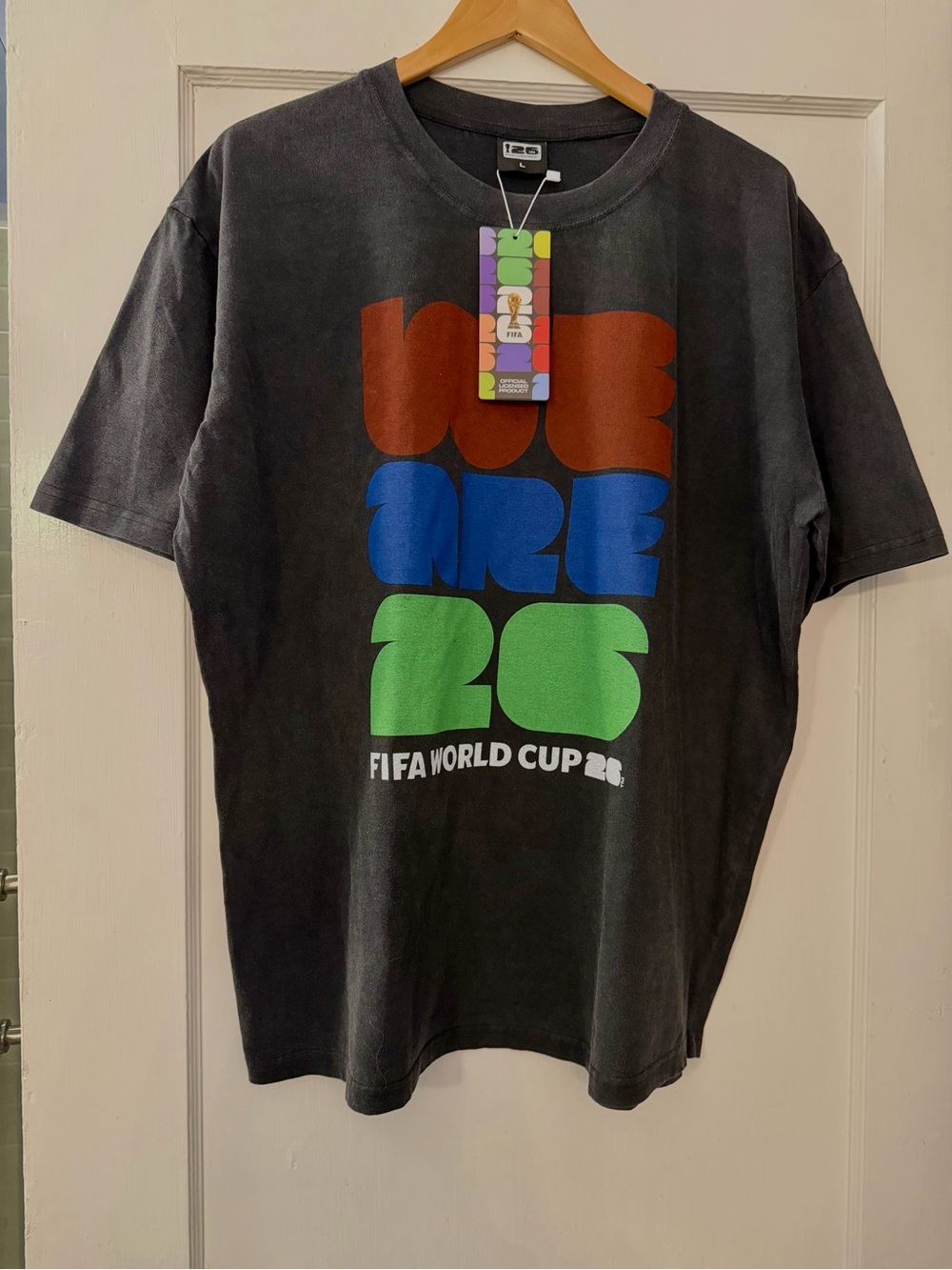FIFA World Cup 26 Graphic Tee - Black with Red, Blue Green Logo-NWT Vintage wash